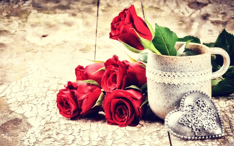 Rose, Red, Cup, Love, Flowers, s, 2K, Day, Hearts, Valentine