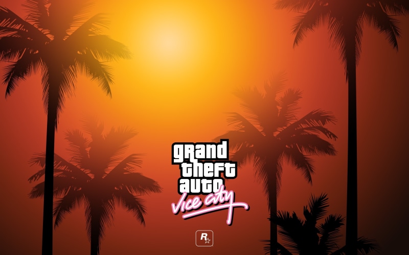 auto, island, vacations, case, vice, season, palm trees, sky, Grand Theft Auto, illustration, blue, vector, communication, GTA, silhouette, beach, summer