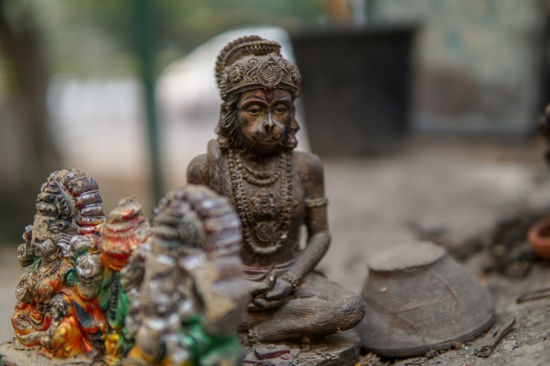creativity, belief, representation, india, day, 5K, spirituality, sculpture, hanuman, focus on foreground, monkey god, god, place of worship, murti, male likeness