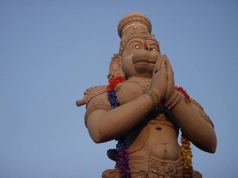 creativity, sculpture, copy space, nature, blue, idol, human representation, art and craft, belief, religion, sky, representation, God, male likeness, statue