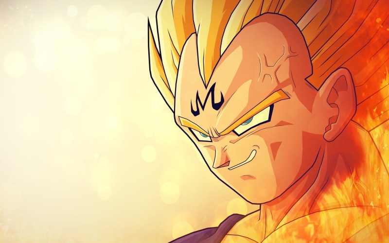 representation, text, Gohan, Dragon Ball Z, no people, day, focus on foreground, Vegeta, design, Super Saiyan, lens flare, human representation, art and craft