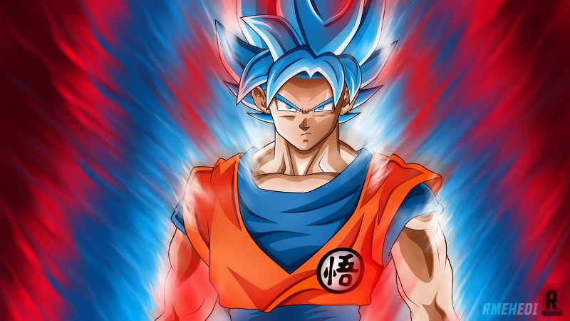 standing, waist up, athlete, clothing, red, Super Saiyan Blue, portrait, adult, young adult, Super Saiyajin Blue, Son Goku, Dragon Ball, blue, one person