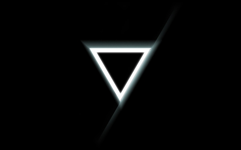 2K, upside, close-up, shape, logo, pattern, black background, indoors, no people, lighting equipment, copy space, triangle, dark, illuminated, light, design