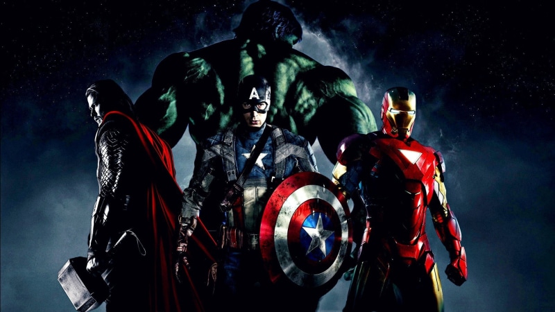 cooperation, marvel, war, men, Iron Man, Marvel Comics, illuminated, aggression, people, Thor, indoors, arts culture and entertainment, weapon, The Avengers