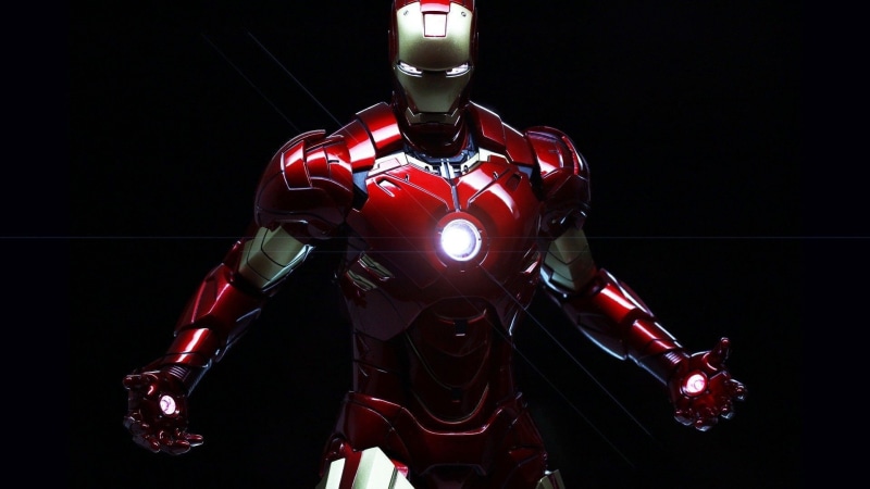 Tony Stark, standing, plastic, isolated On Black, editorial, front view, sport, sportsman, studio shot, power, films, futuristic, golden, backgrounds, holding