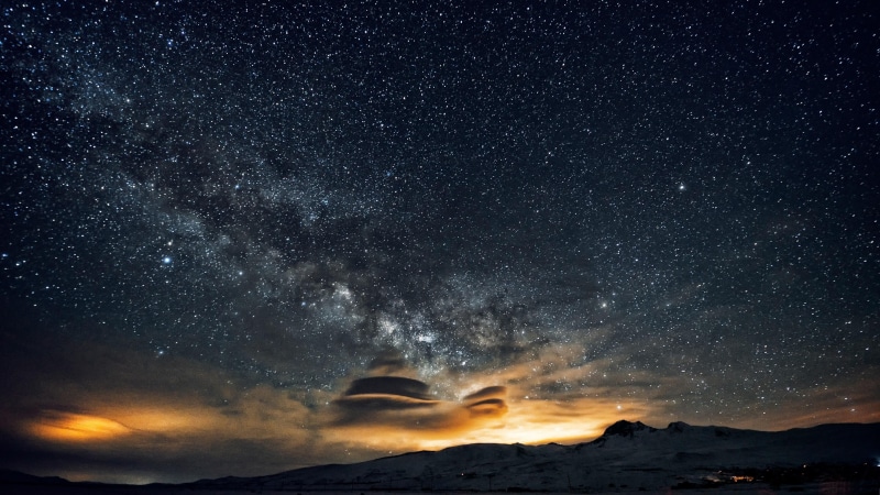 horizon, universe, starry night, stars, atmosphere, astronomy, darkness, space, 4K, night, galaxy, nature, phenomenon, starry sky, night sky, sky, atmosphere of earth