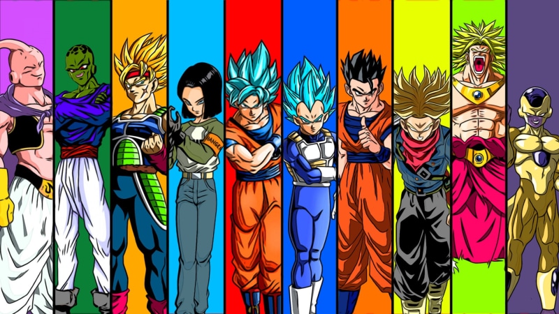 Dragon Ball, Android 17 (Dragon Ball), Goku, Dragon Ball Super, Super Saiyan, Legendary Super Saiyan, Trunks (Dragon Ball), Gohan (Dragon Ball), Broly (Dragon Ball)