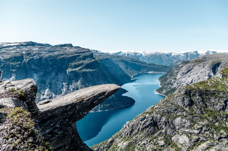 beauty in nature, scenics - nature, environment, photography, norway, lake, rock, earthporn, brown, mountain, view, norge, green, water, ice, sky, landscape