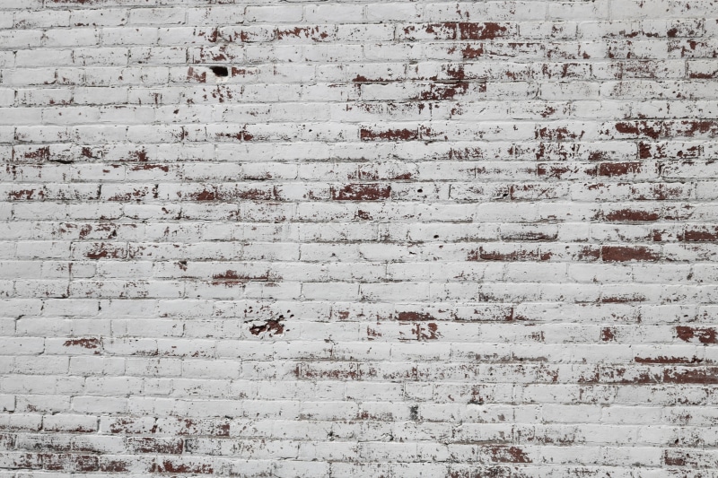 painted, white color, weathered, day, pattern, damaged, old, built structure, brick, white wash, brown, background, close-up, wood - material, peeling off