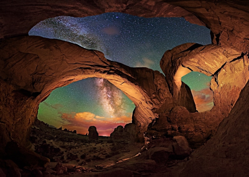 arch, no people, rock formation, geology, scenics - nature, nature, climate, dark, rock - object, non-urban scene, Arches National Park, travel, tranquility