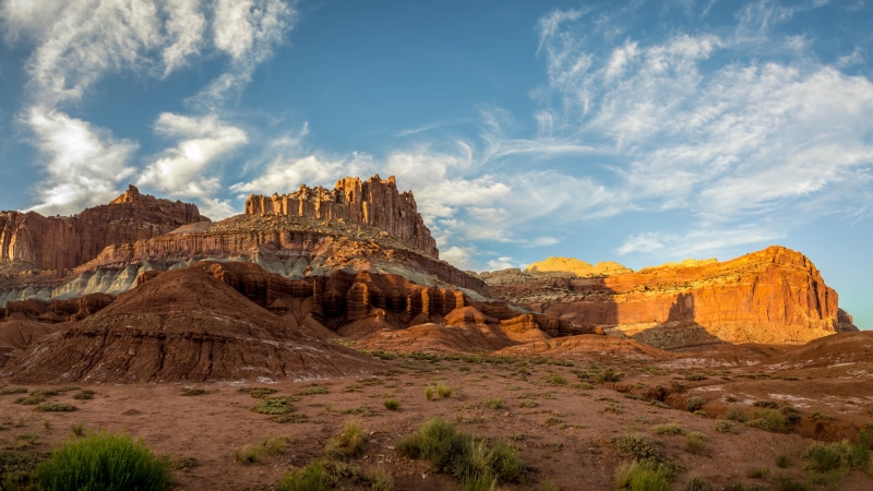 united states, 8K, national park, rock formation, rock, red rock, badlands, cliff, capitol reef national park, wilderness, 8k uhd, utah