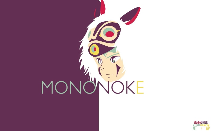 anime girls, mononoke, standing, creativity, indoors, mammal, anime, copy space, text, 1080P, representation, simple background, Studio Ghibli, portrait