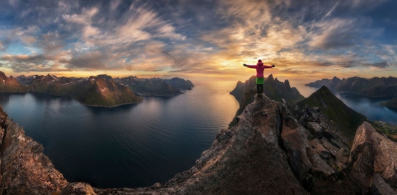 scenics - nature, rock - object, panorama, sunset, rock, clouds, Norway, environment, tranquil scene, brown, rocky, landscape, mountains, tranquility, travel