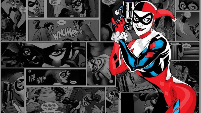 close-up, human representation, 1080P, indoors, wall - building feature, DC Comics, mask - disguise, text, harley, choice, creativity, representation