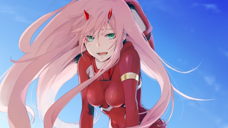 sunlight, anime, representation, Darling in the FranXX, low angle view, craft, blue, 1080P, nature, sculpture, human representation, art and craft, multi colored