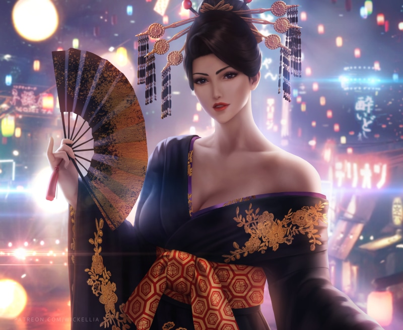4K, fantasy girl, Wickellia, video game girls, illustration, artwork, Madam M, digital art, Final Fantasy, fan art, video games, Final Fantasy VII, video