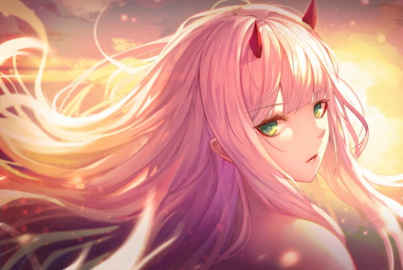 pink, Anime, 1080P, female, haired, illustration, Zero Two (Darling in the FranXX), character, Darling in the FranXX