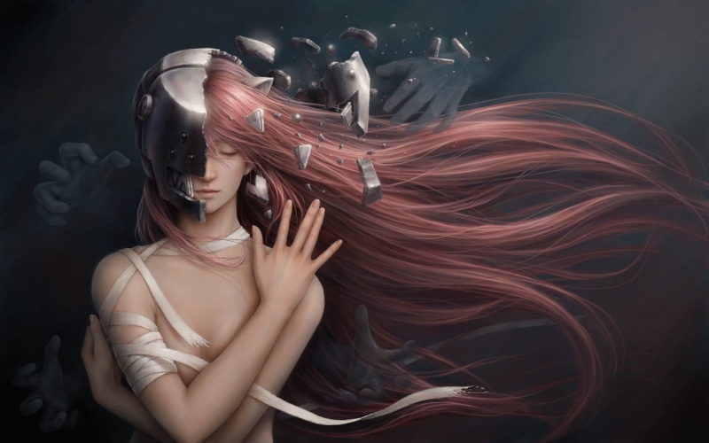 waist up, studio shot, standing, beautiful woman, front view, creativity, 1080P, adult, women, leisure activity, lifestyles, real people, red, anime girls