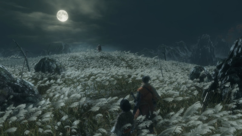 Sekiro: Shadows Die Twice, Moon, sword, katana, mountains, 1080P