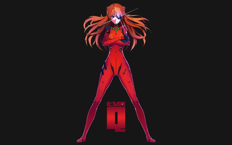 standing, anime girls, copy space, Neon Genesis Evangelion, nature, front view, black background, red, low angle view, Asuka Langley Shikinami, art and craft