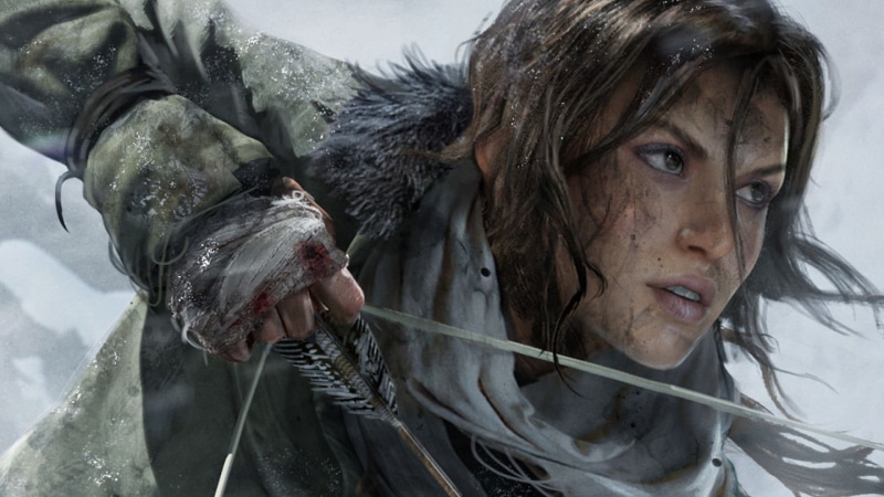close-up, 1080P, real people, cold temperature, day, headshot, front view, lara, women, clothing, croft, Rise of the Tomb Raider, portrait, winter, holding