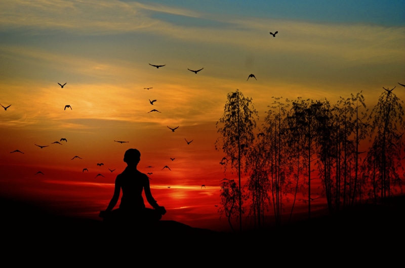 landscape, 4K, lifestyles, spiritual, recovery, meditate, one person, composing, children only, mood, sky, large group of animals, meditation, relax, woman
