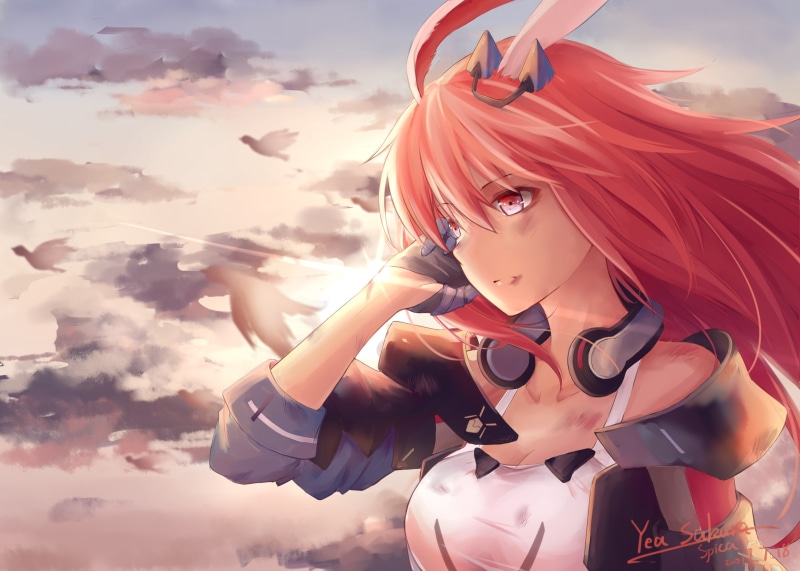 cloud - sky, sunset, sunlight, hairstyle, fashion, lifestyles, Yae Sakura (Honkai Impact), 2K, outdoors, day, nature, one person, sky, anime, young adult