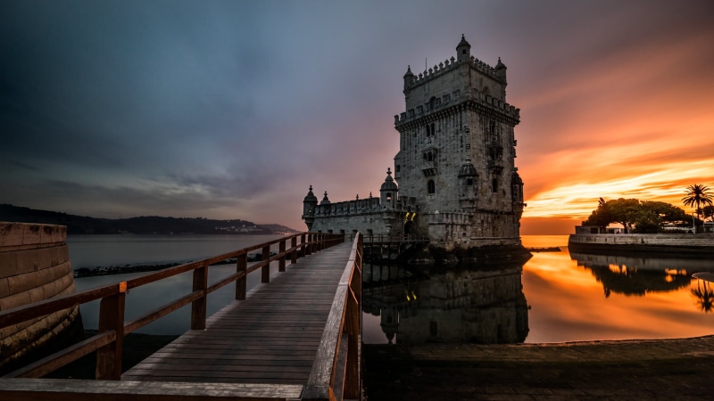 bridge, fe, sunrise, view, Lisboa, sky, landscape, fullframe, seascape, famous Place, Belem tower, sunset, a7, castle, geotagged, PT, close, full  frame