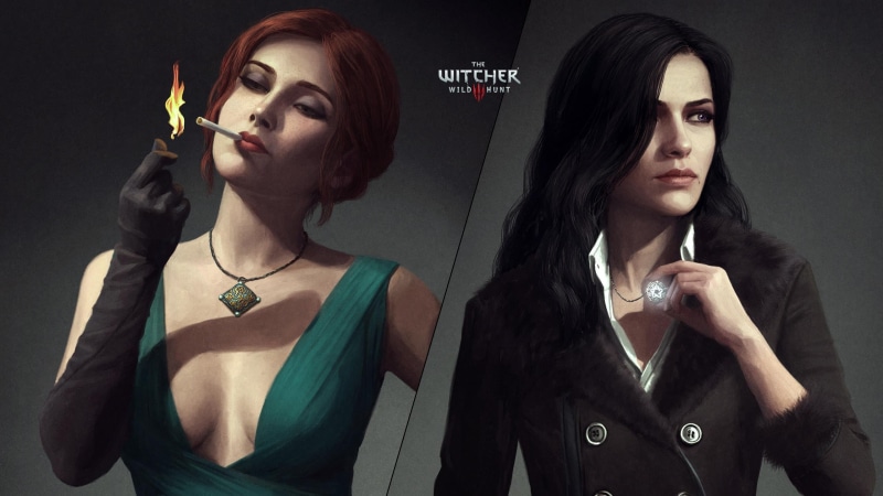 2K, females, portrait, young adult, The Witcher 3: Wild Hunt, witcher, adult, Yennefer, female, make-up, contemplation, beautiful woman, women, Triss Merigold