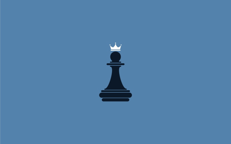 blue background, 2K, chess, pawns, crown, minimalism