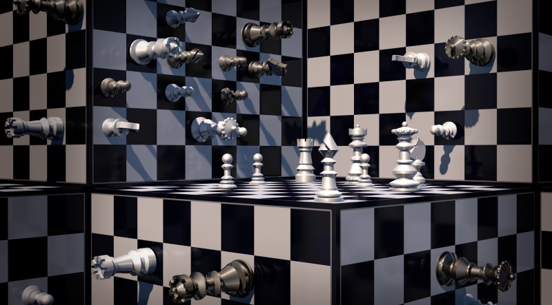 Chess, 3D, sport, close-up, 2K, Pieces, knights, chess piece, leisure activity, chess board, relaxation, king - chess piece, fantasy, black, competition
