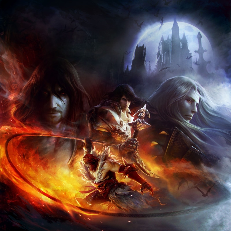 Alucard, 2K, fire - natural phenomenon, Gabriel Belmont, Adrian Fahrenheit Tepes, look, cross, architecture, Trevor Belmont, burning, spirituality, smoke - physical structure