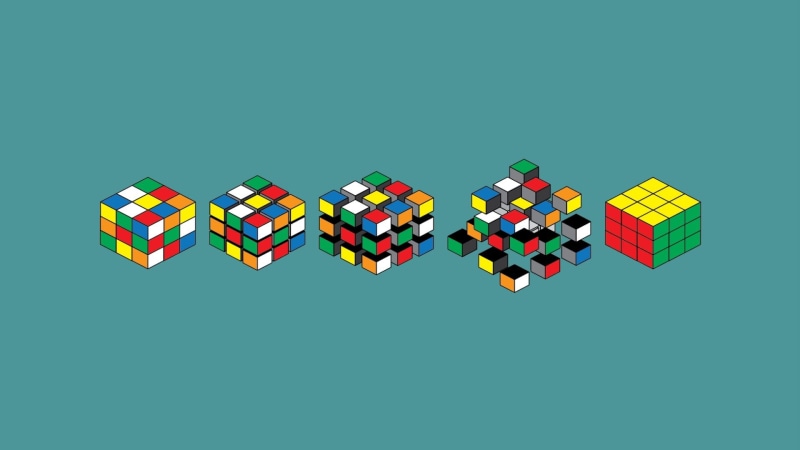 abundance, choice, Rubiks Cube, multi colored, pill, blue background, 1080P, creativity, minimalism, capsule, rubik, geometric shape, large group of objects
