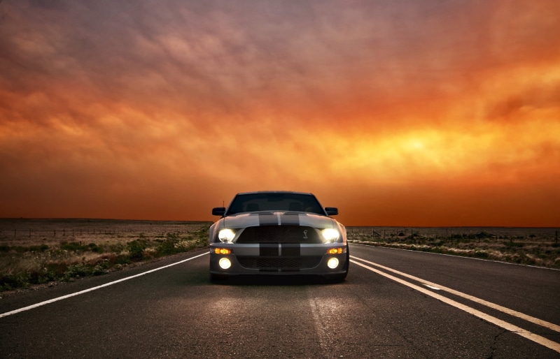 silver, gt500, clouds, headlights, sky, gt, Ford, Ford Mustang, Mustang, black, 1080P, Shelby, cobra