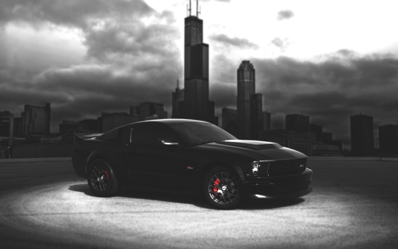 2K, Night, Dark, Black, coupe, Ford, City, Car, Mustang