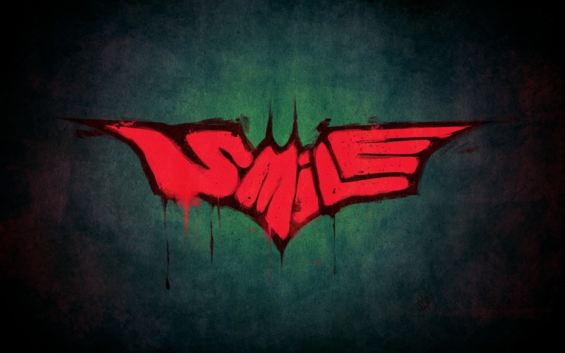 The Dark Knight, red, Joker, Batman, smile, logo, illustration, 1080P, simple background