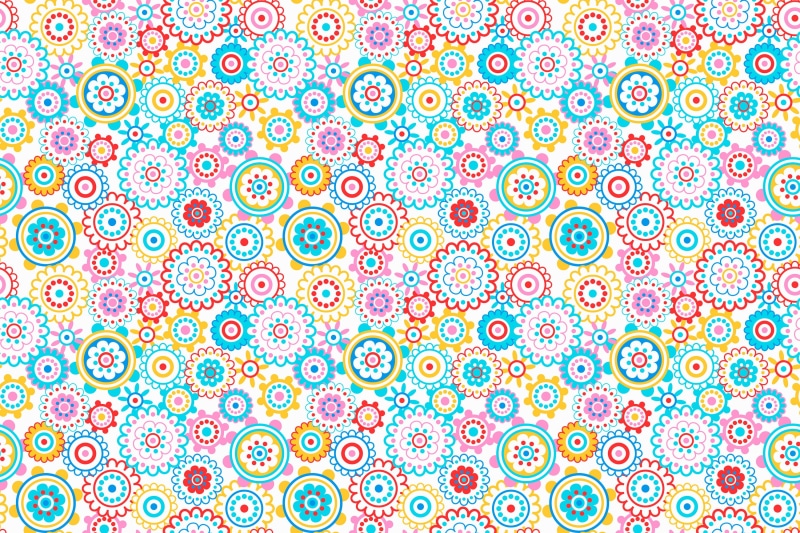 backgrounds, floral, 2K, shape, textile, collection, flowers, geometric shape, repetition, abundance, multi colored, circle, multicolored, large group of objects