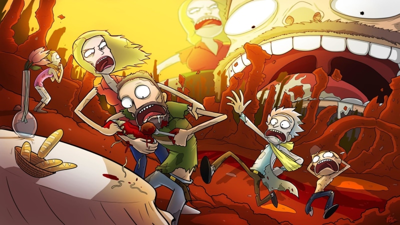 Beth Smith, Rick Sanchez, human representation, decoration, architecture, morty, lighting equipment, cartoon, representation, art and craft, arts culture and entertainment