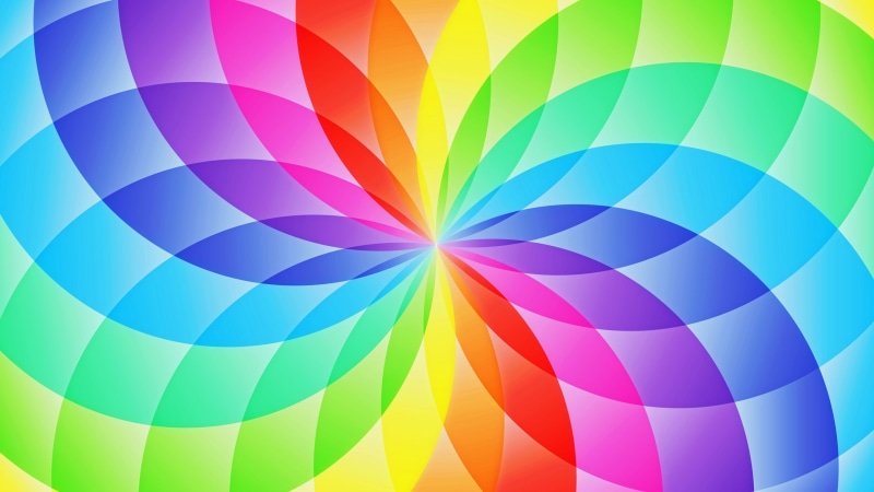 Rainbow, painting, Design, 2K, Flower, Abstract, sector, Circle