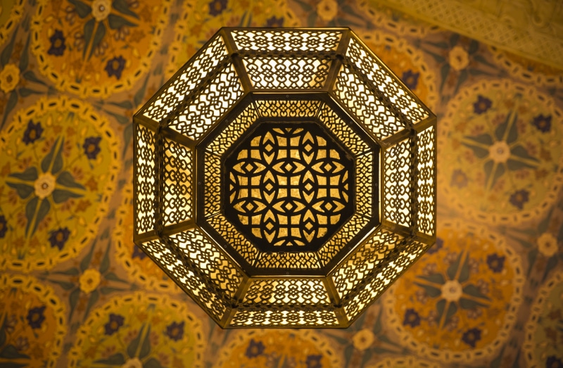 architecture and art, no people, geometric shape, design, cultures, building, floral pattern, brown, gold colored, art and craft, black, rack, ornate, built structure