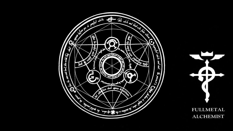 indoors, no people, Full Metal Alchemist, anime, illuminated, star - space, pattern, night, black color, belief, art and craft, religion, architecture