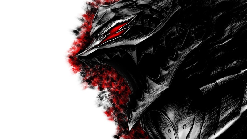 studio shot, nature, black, plant, design, Berserk, 1080P, Guts, close-up, art and craft, leaf, white background, indoors, black color, anime