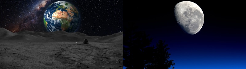 Moon, night, sky, no people, 4K, galaxy, panoramic, planet - space, scenics - nature, science, digital composite, star - space, nature, Earth, outdoors