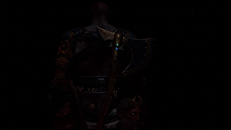 representation, security, God of War (2018), black background, PlayStation 4, copy space, front view, technology, clothing, studio shot, standing, fashion