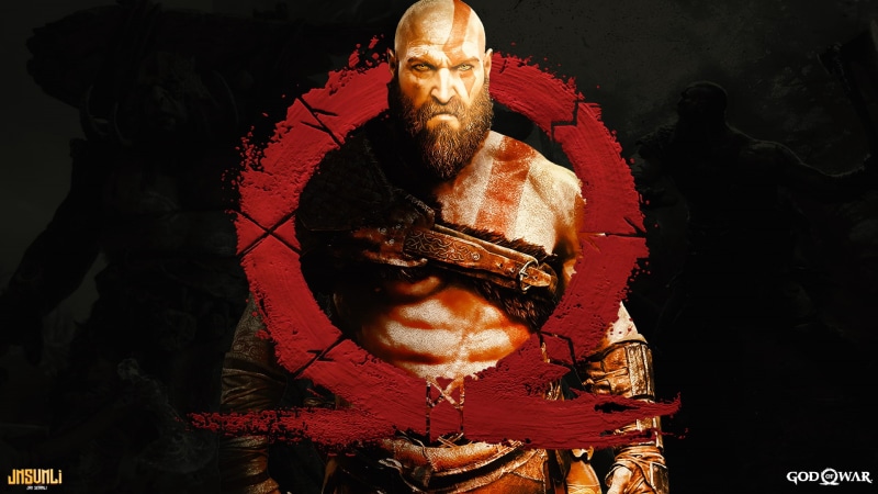 art and craft, place of worship, 1080P, front view, human representation, craft, spirituality, kratos, statue, religion, male likeness, sculpture, god of war 4