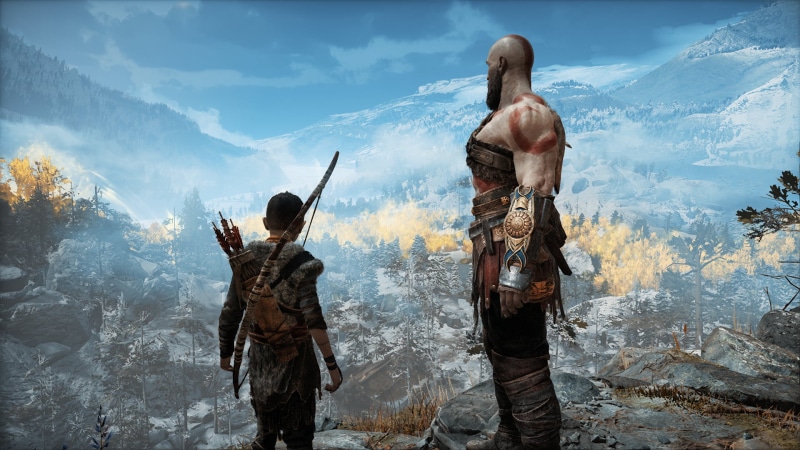 God of War (2018), god, father, sky, Kratos, violence, weapon, anger, military, males, people, 1080P, nature, cloud - sky, God of War, fighting