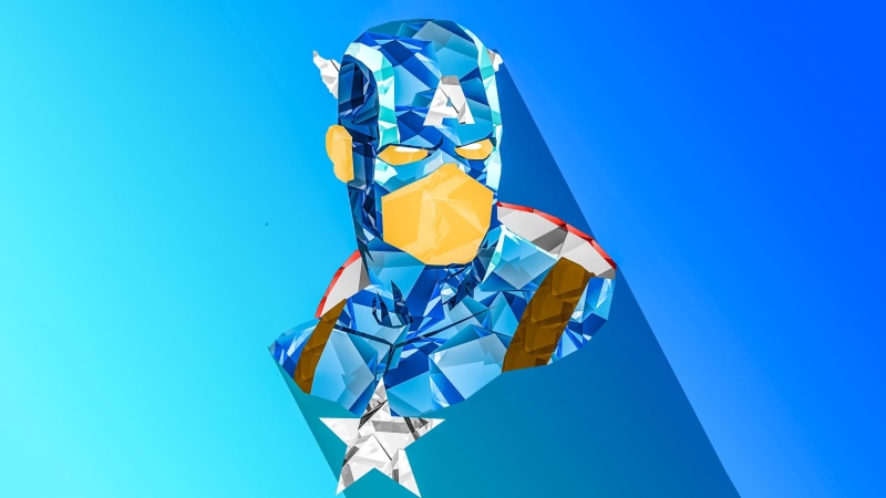 Captain America: The Winter Soldier, digital, no people, digital art, low poly, nature, sunlight, multi colored, clear sky, 2K, Marvel Comics, captain