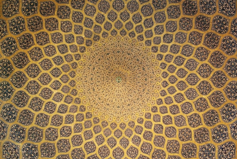 rug, ornate, geometric shape, brown, full frame, shape, Iran, floral, art and craft, architecture, built structure, religion, backgrounds, pattern, indoors