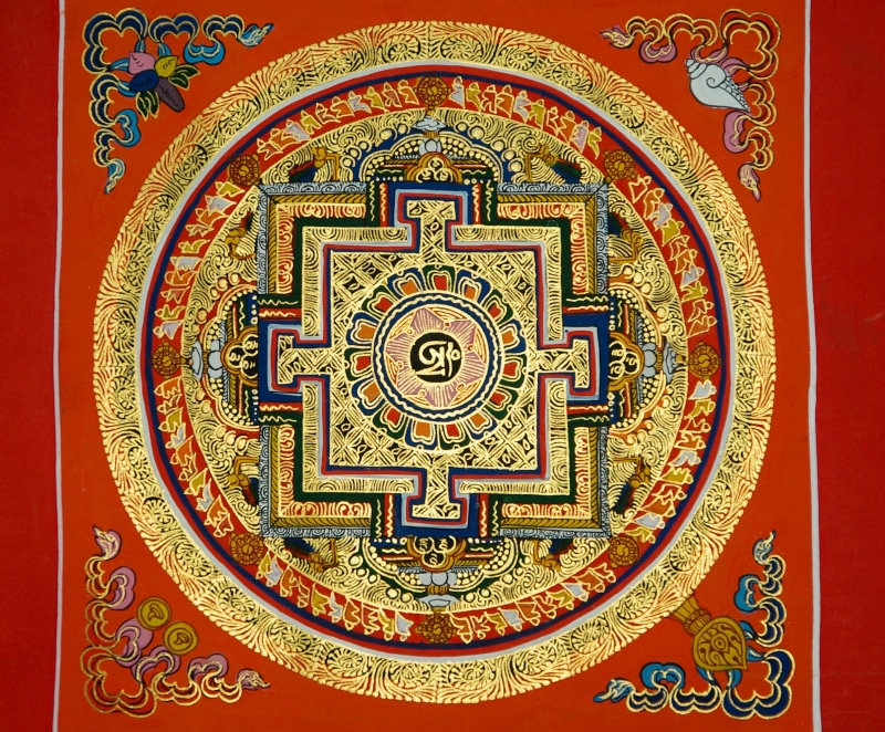 indoors, the past, still life, close-up, belief, nepal, spirituality, floral, history, architecture, round, tibet, art and craft, monk, religion, ornate