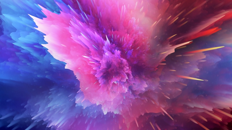 4K, Color Burst, blue, abstract, red, pink
